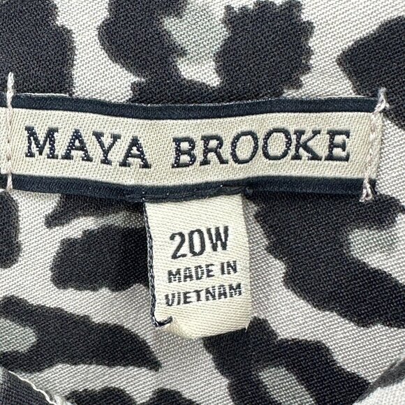 Maya Brooke Sheath Dress Plus Size 20W Black Beige Sleeveless Animal Print Zip - Picture 10 of 12